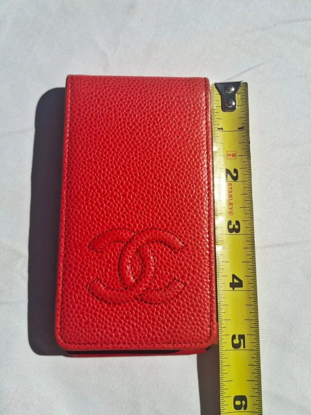 Authentic CHANEL Case Caviar Skin CC Logo iPhone 4 4S Compatible in Coral